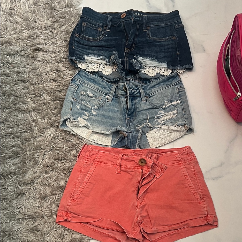 Stylish Women's Denim and Coral Shorts Set